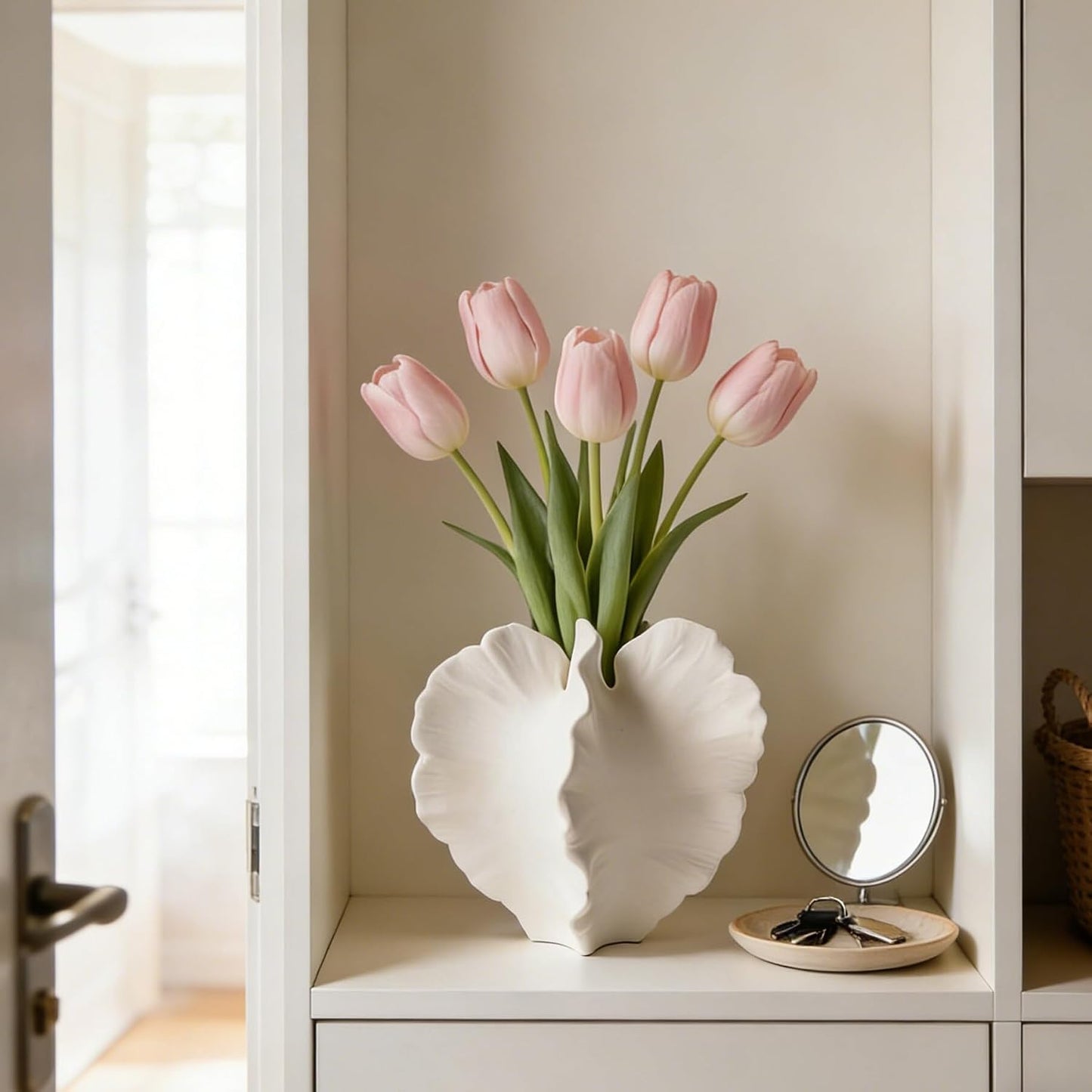 Small Ceramic Vase / Coral Vase / White / 7 Inch
