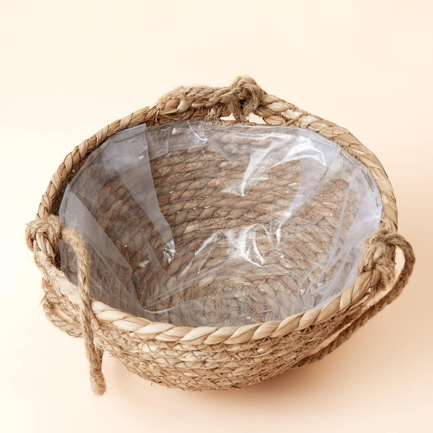 Natural Seagrass Hanging Planter Basket Set / Brown / Small