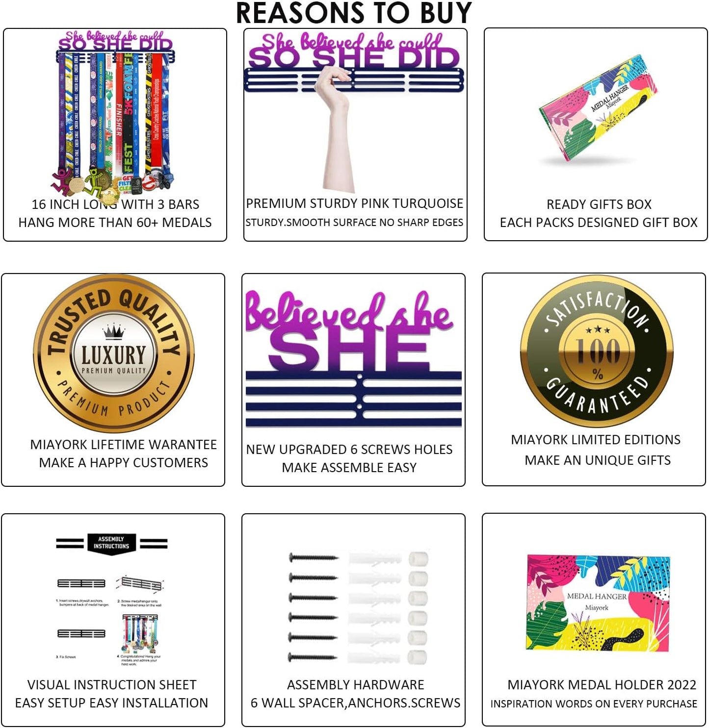 Medal Hanger Display Upgrade-Medal Holder Wall Mount Easy to Install Race Runner for Your Medals
