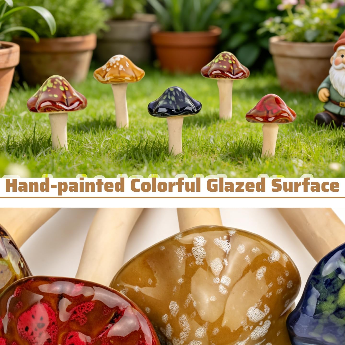 Ceramic Mushroom Garden Decor Pottery Ornament Figurine