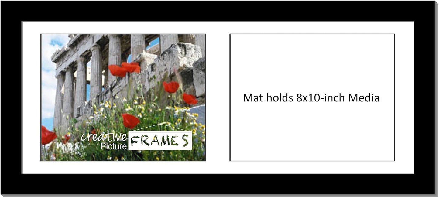 1024Bk Black Picture Frame With White Mat/Black Core To Hold 8X10-Inch Media, Includes Installed Sawtooth Hangers