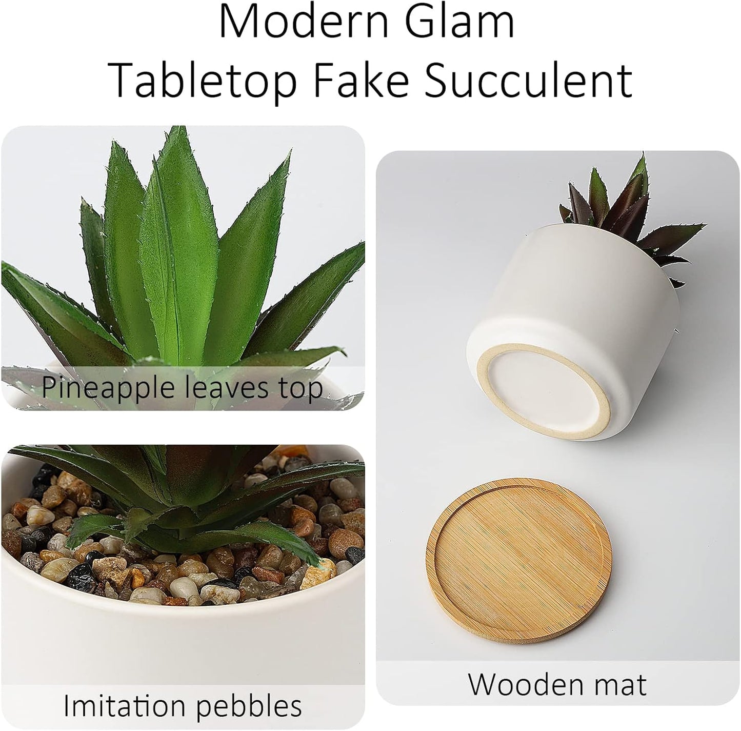 Ceramic Pot and Wooden Tray / 1 Set Pineapple