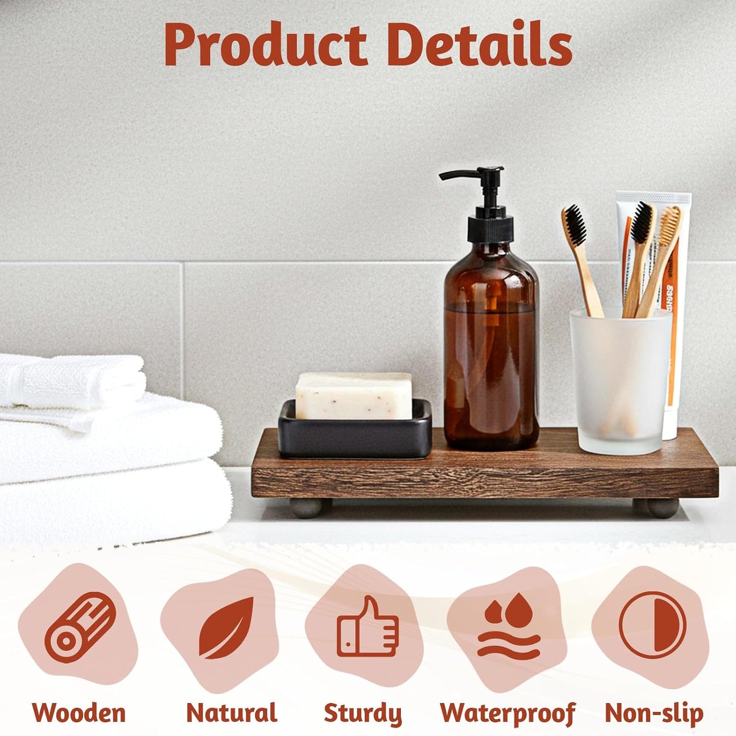 Wood Pedestal Stand for Decor / 12 x 7 x 1.6