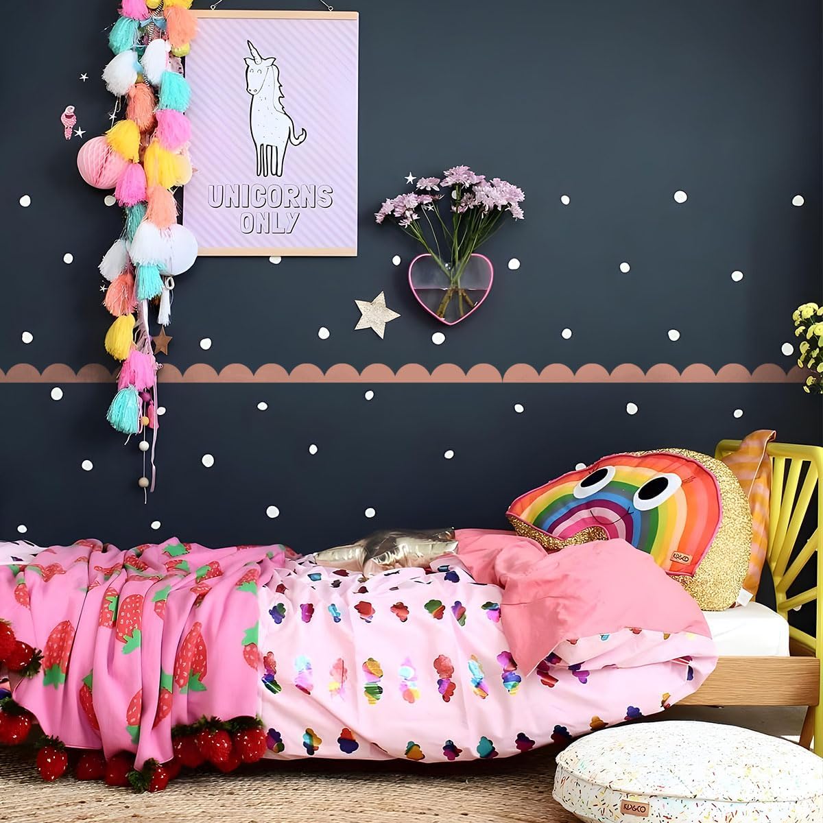 Scallop Border Wall Sticker / Coffee Color