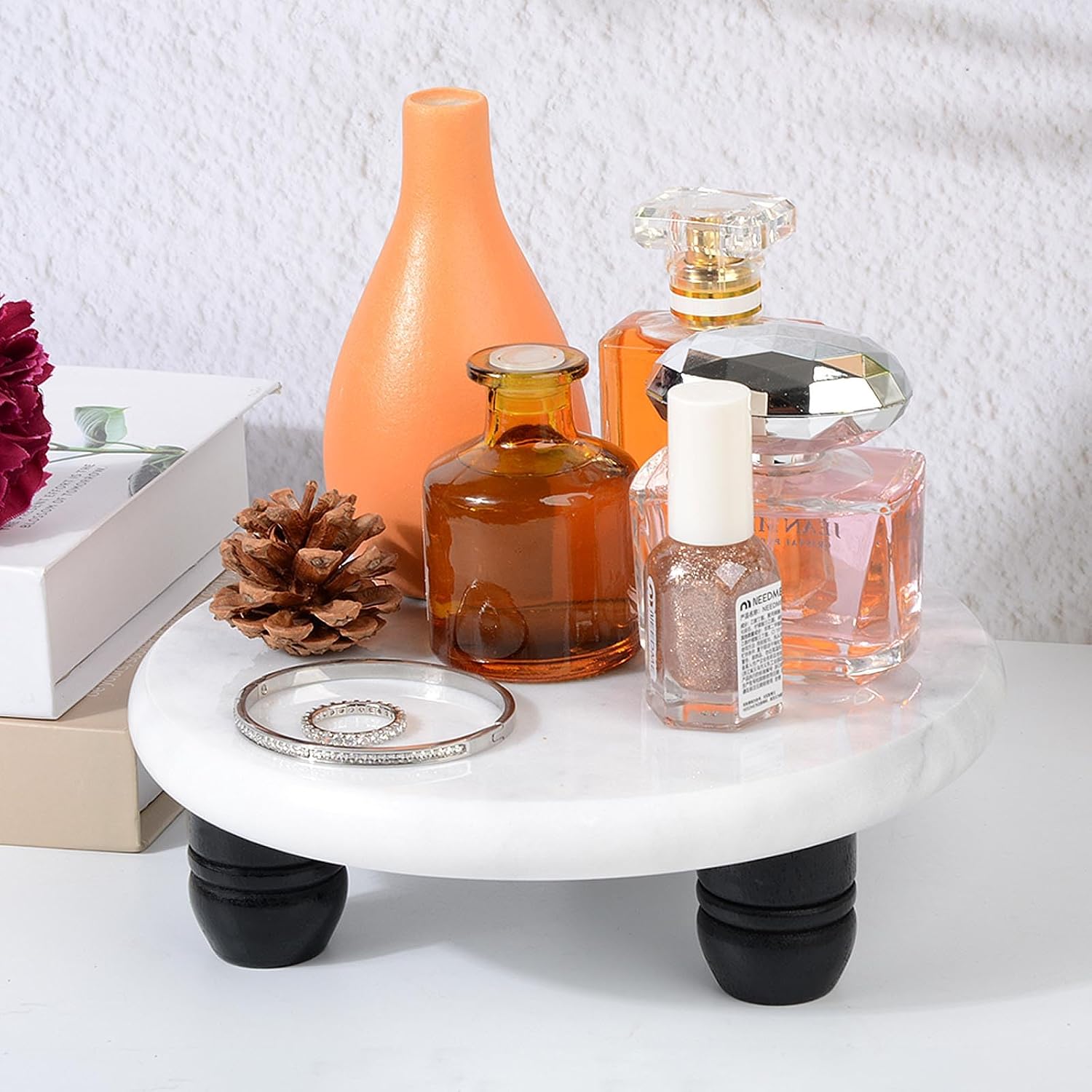 Marble Pedestal Tray / White-y01