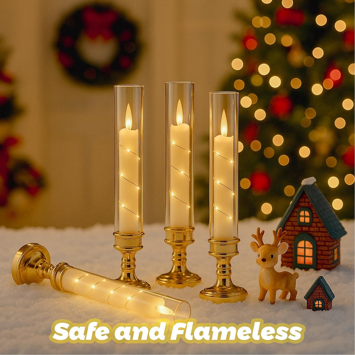 6PCS Flameless Candles with Timer, Flickering Fake Electric LED Candles for Romantic Ambiance, Battery Operated