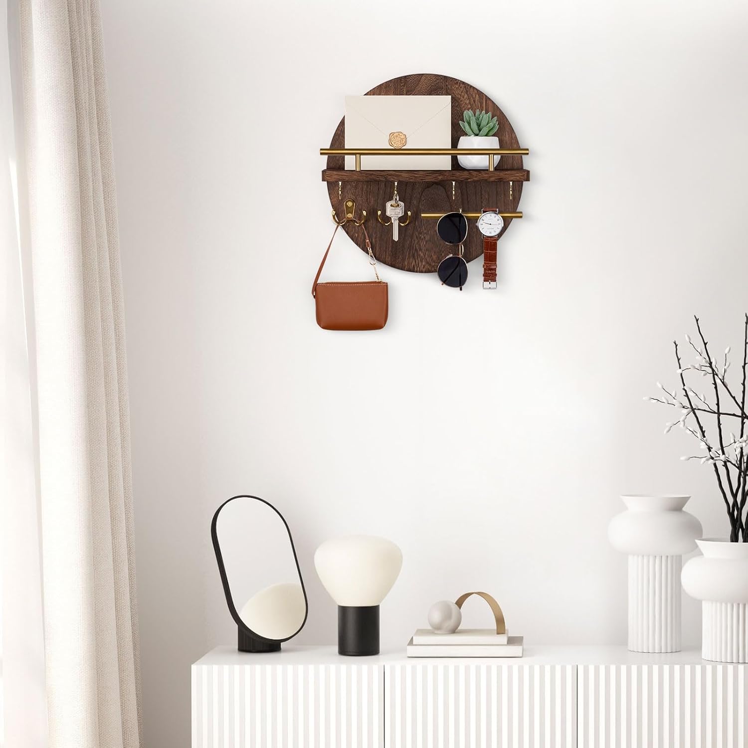 Rustic Mail Organizer / Brown&gold / 11.8 Inch