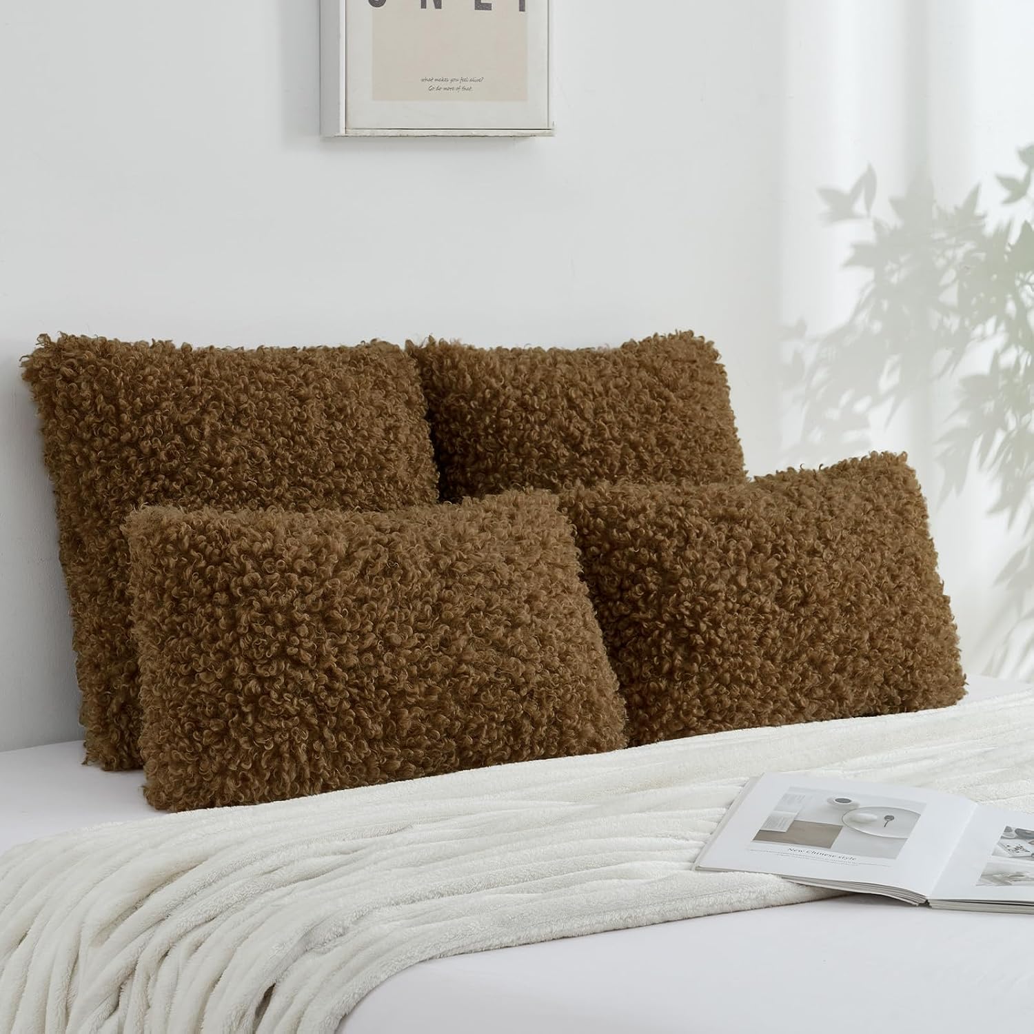 Decorative Throw Pillow Covers / Brown / 18 x 18 / Set of 2