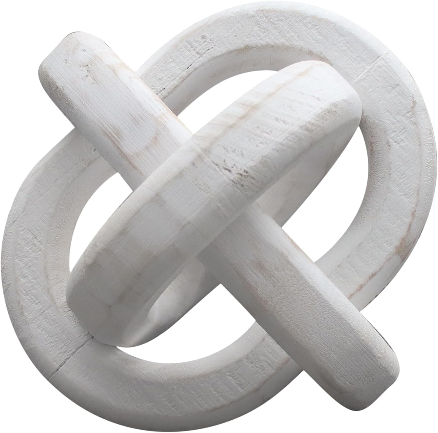 Tray Accent / Hand Carved Wood Chain Decor / White