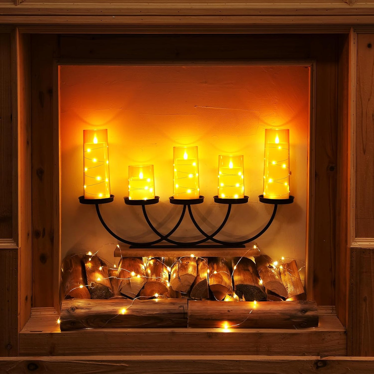 Homemory 9 Pcs Flameless Candles with Embedded Star String Fairy Lights, Battery Operated Candles, LED Candle, Fake