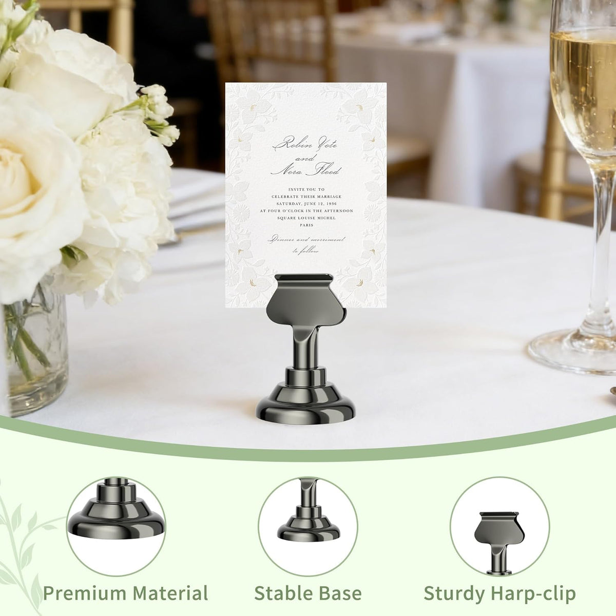 Urban Deco 24 Pieces Table Card Holder Place Card Holders 1.7 inches Gold Steel Card Holders for Photos, Food Signs