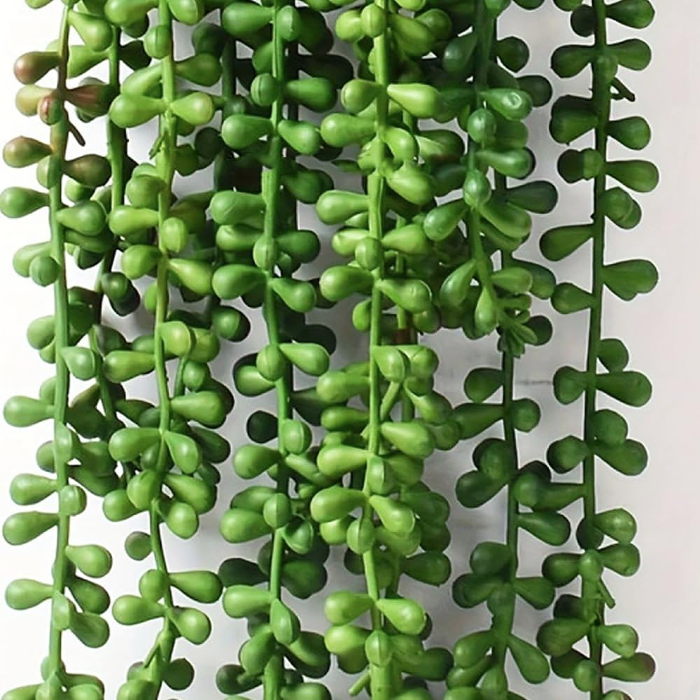 6pcsString of Pearls Plant Artificial Faux Hanging Succulents Hanging Greenery / Green / Set of 6