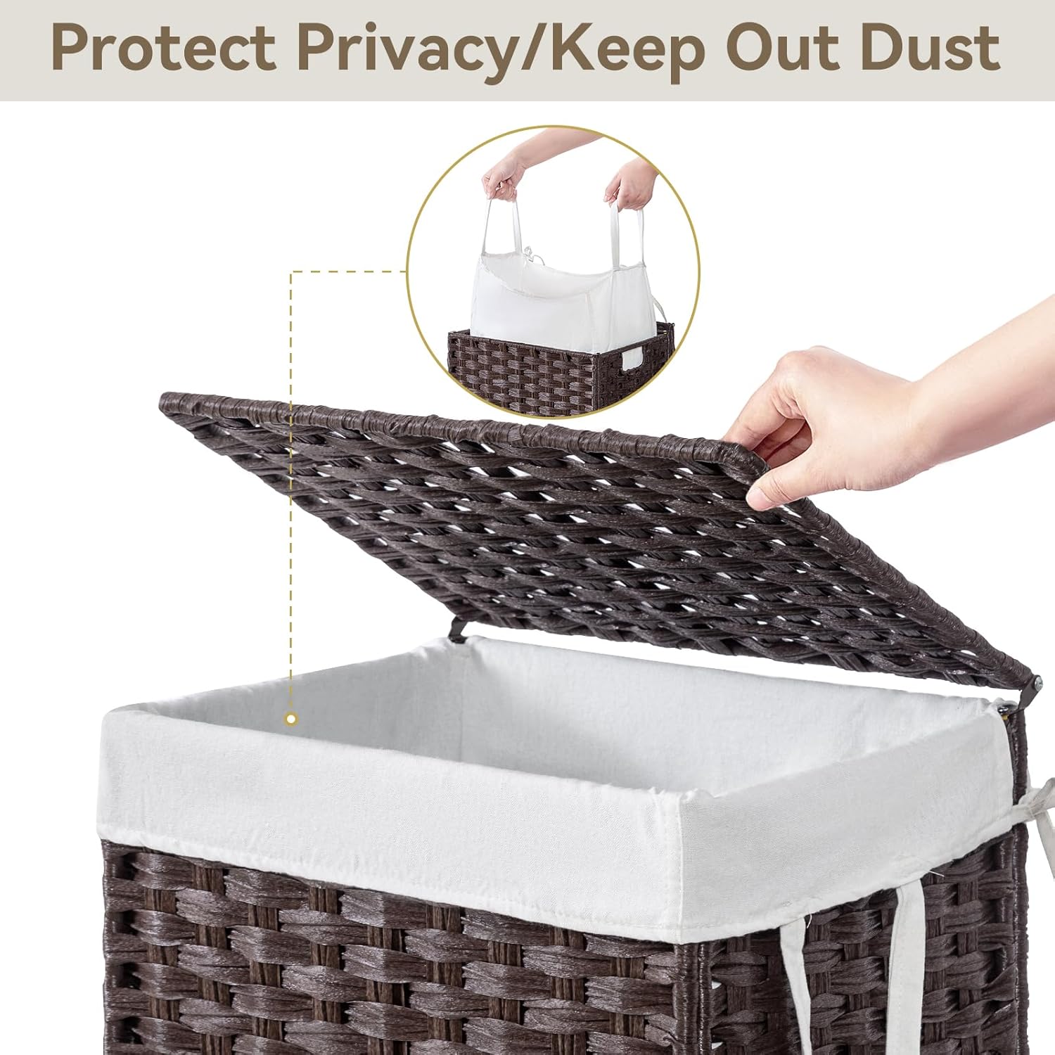 Rolling Laundry Basket / 90l / Brown