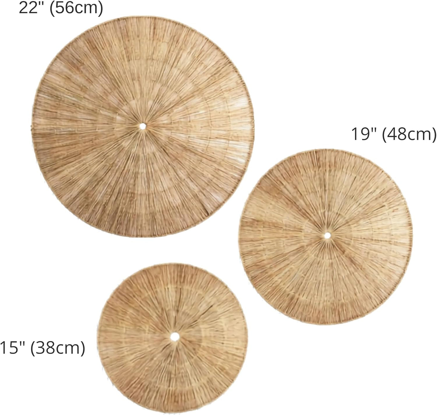 Large Seagrass Wicker Hanging Basket Decor for Boho Farmhouse Living Room / Moonlight / Set of 3