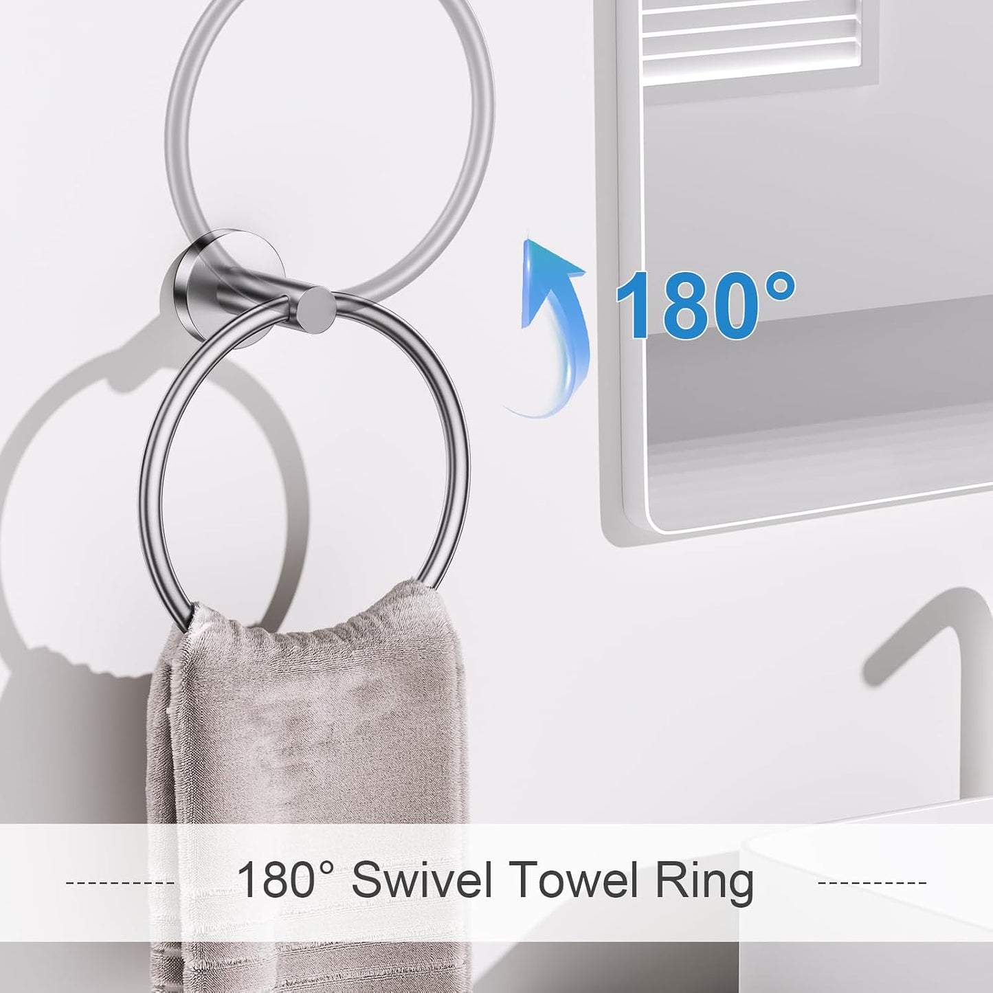 Brushed Nickel Bathroom Hardware Set, 5 Pieces Towel Bar Bathroom Accessories, Upgraded Toilet Paper Holder with Shelf