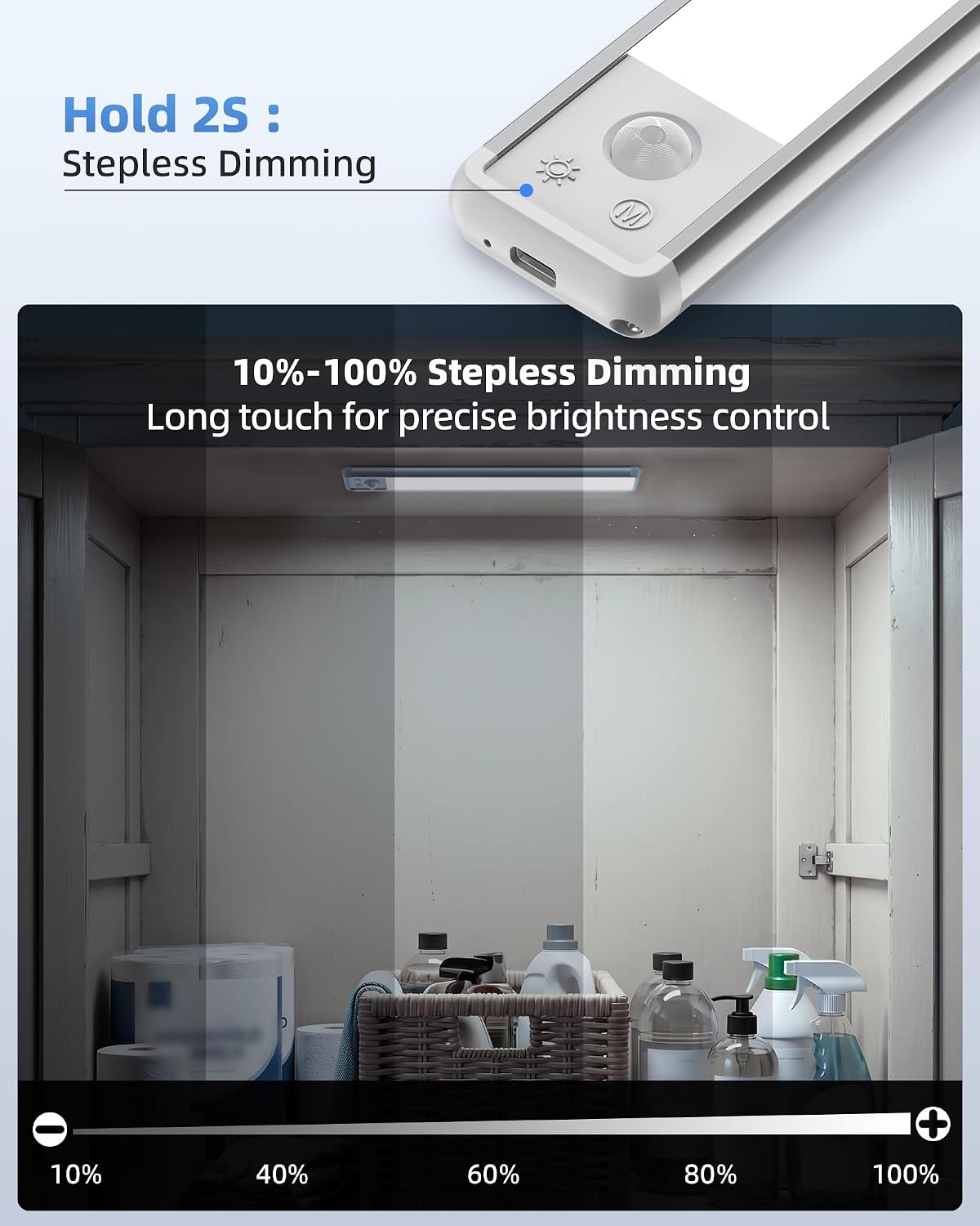 EZVALO 8-Inch LED Under Cabinet Lighting, Magnetic Wireless Motion Sensor Light, Rechargeable 1800mAh, 3 Color