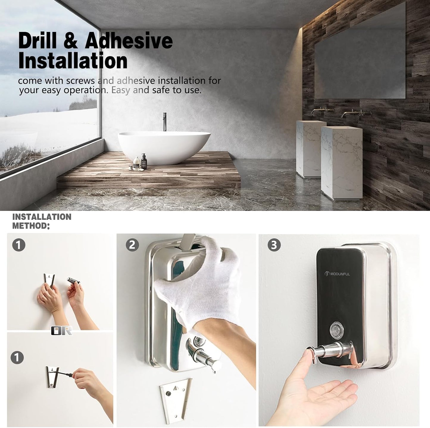 Stainless Steel Kitchen Soap Dispenser for Sink– 16.9oz Wall Mount Vertical | Anti-Leak Pump, Rust-Proof Brushed Nickel