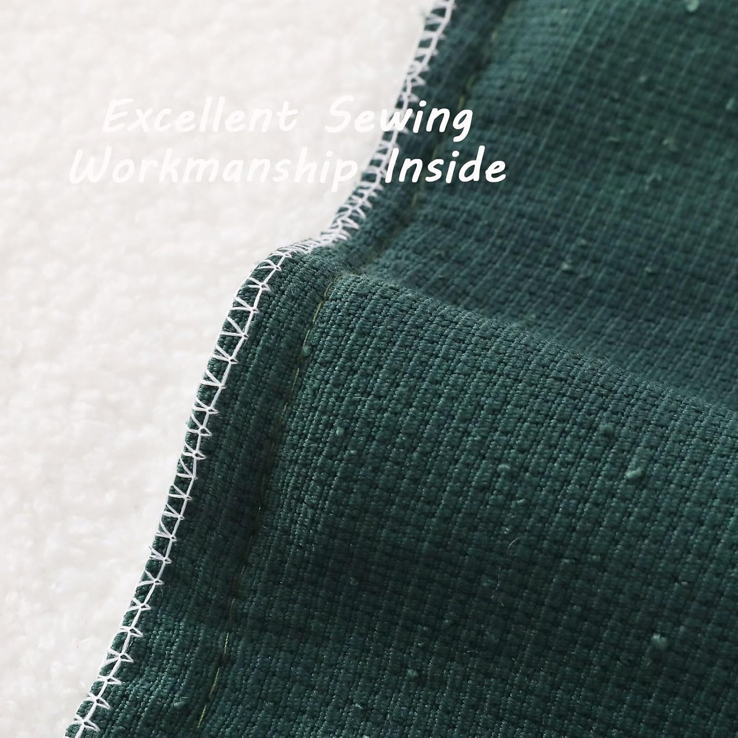 Dark Decorative Throw Pillow Covers Soft Solid Boucle Textured Cushion / Green / 18 x 18 / Set of 2