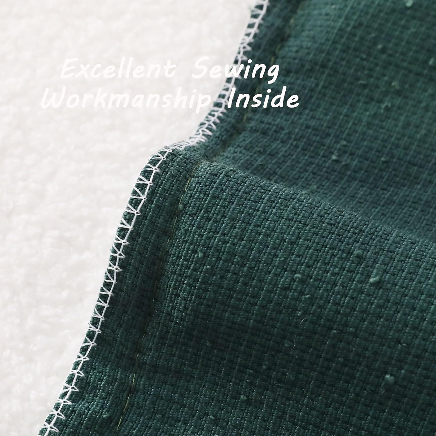 Dark Decorative Throw Pillow Covers Soft Solid Boucle Textured Cushion / Green / 18 x 18 / Set of 2