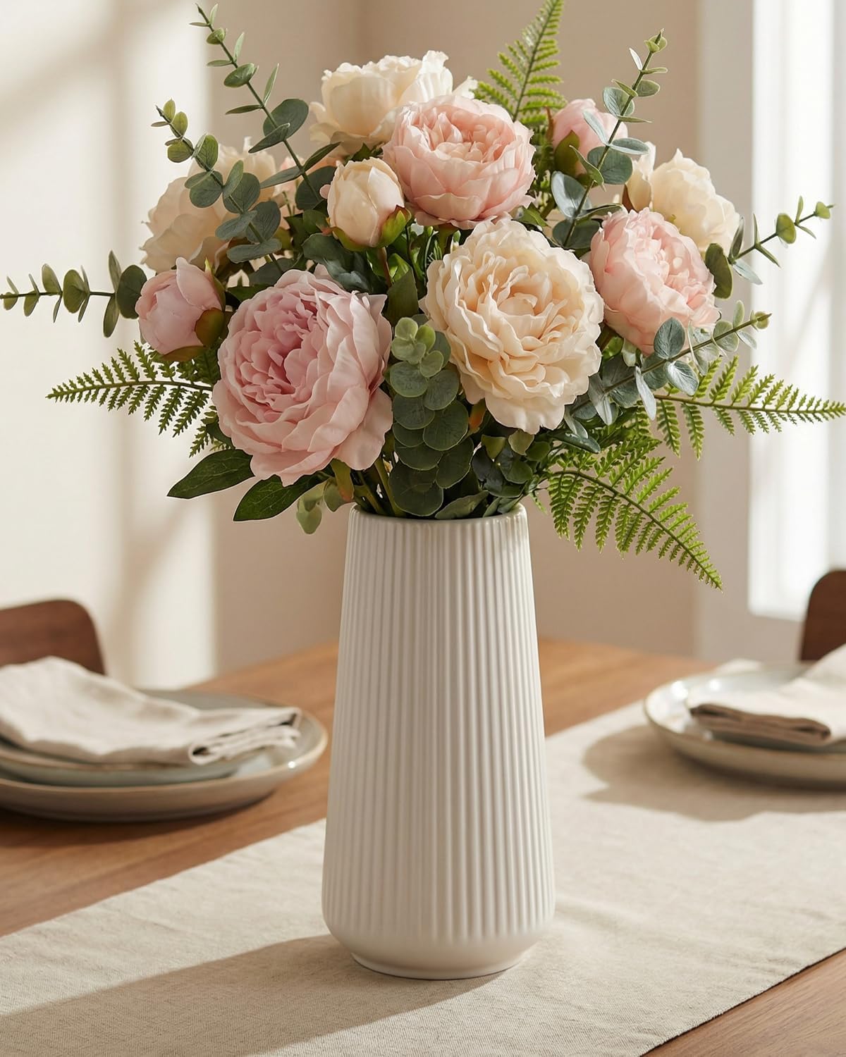 Modern Vase / Ceramic Vase / White01 / White / 8 Inch