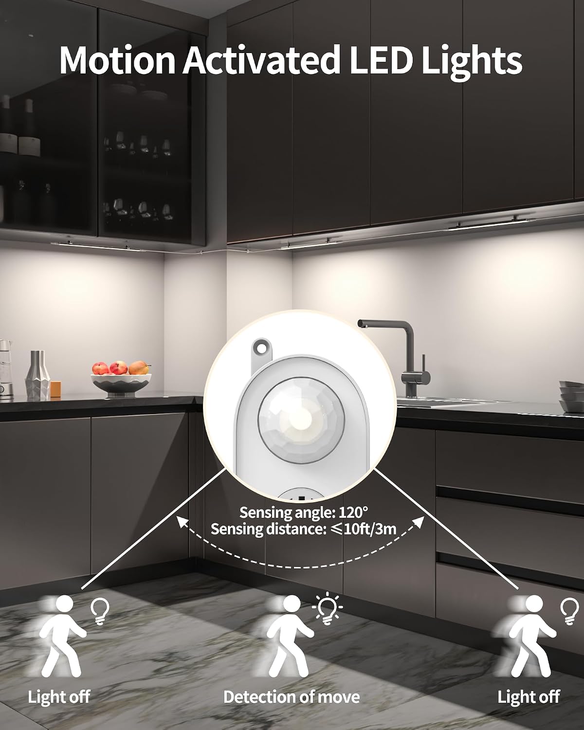 Motion Sensor Cabinet Lighting Plug in - 6 Pcs 12 inches 4500K | Dimmable Linkable Daylight White