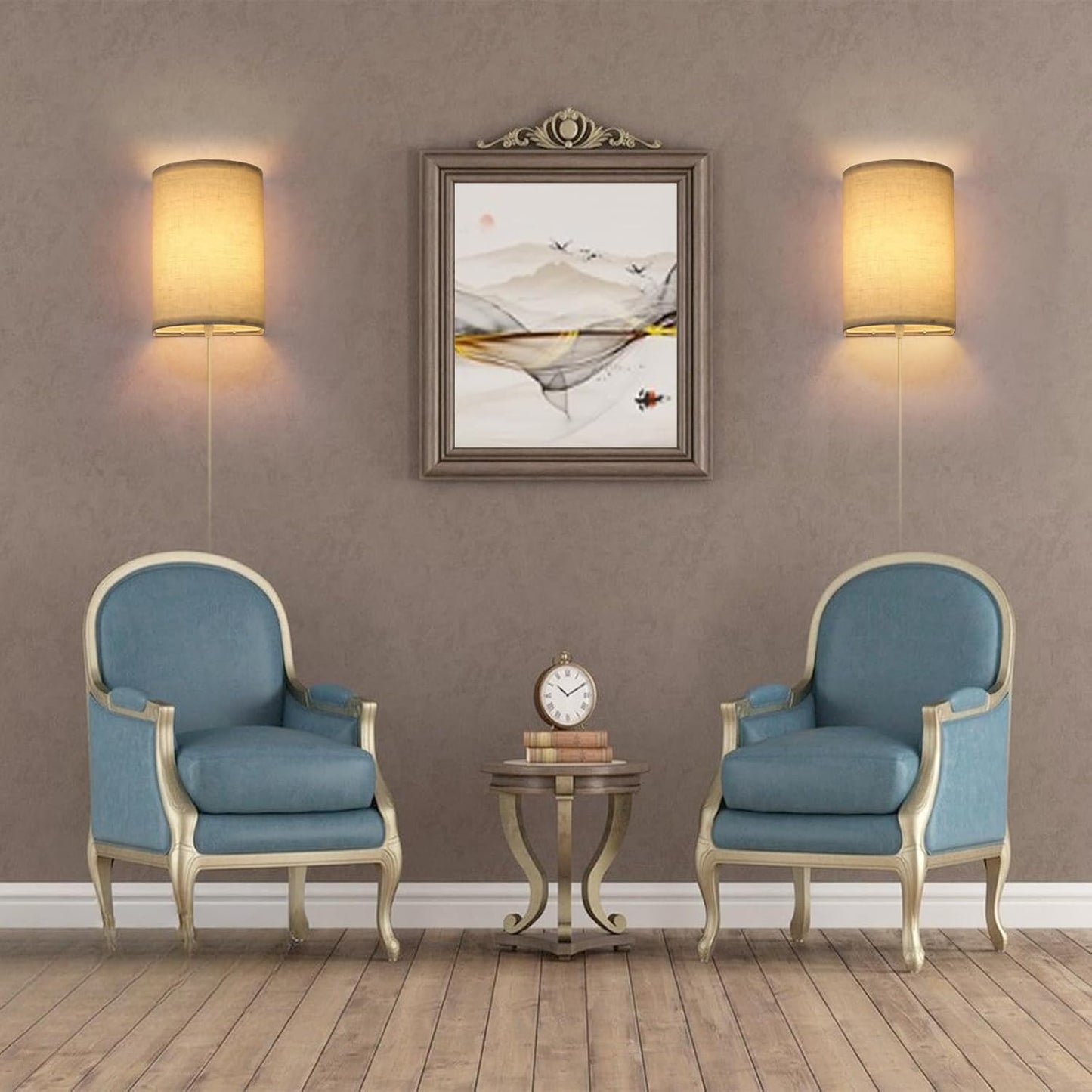 FINCMY Wall Sconce Light Plug in, Dimmable Sconces Wall Decor Set of 2, Stick on Wall Lights for Bedroom Living Room