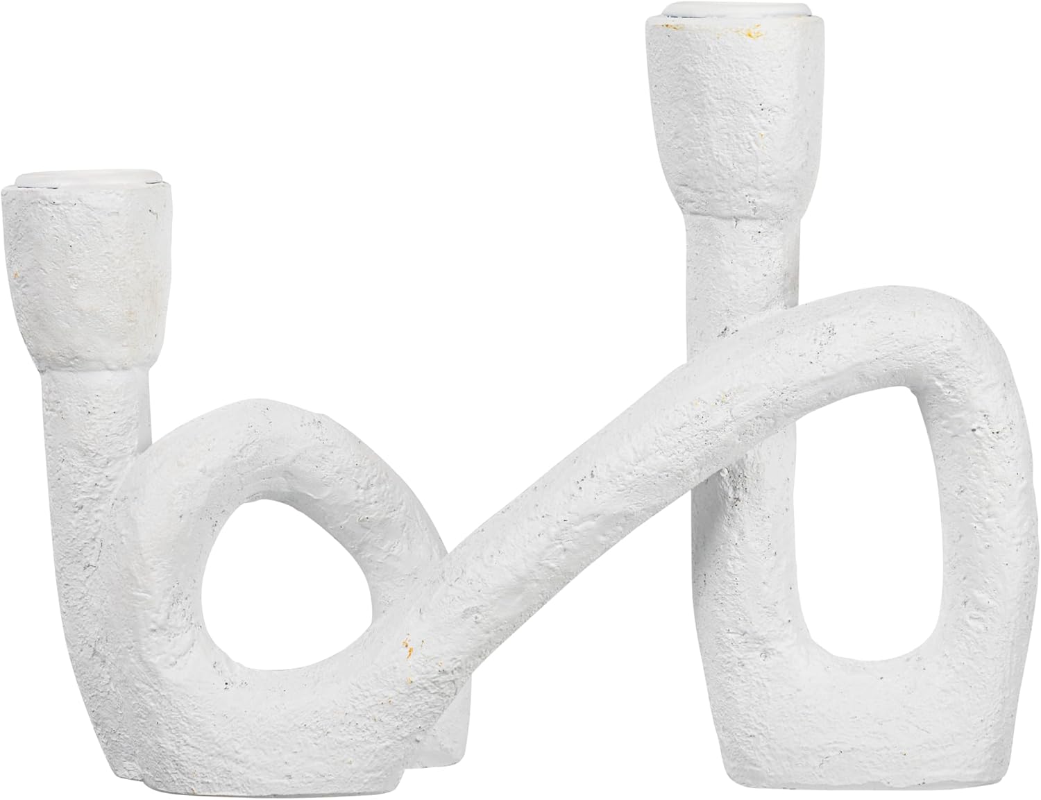 Modern Sculptural Double Taper Candle Holder / White