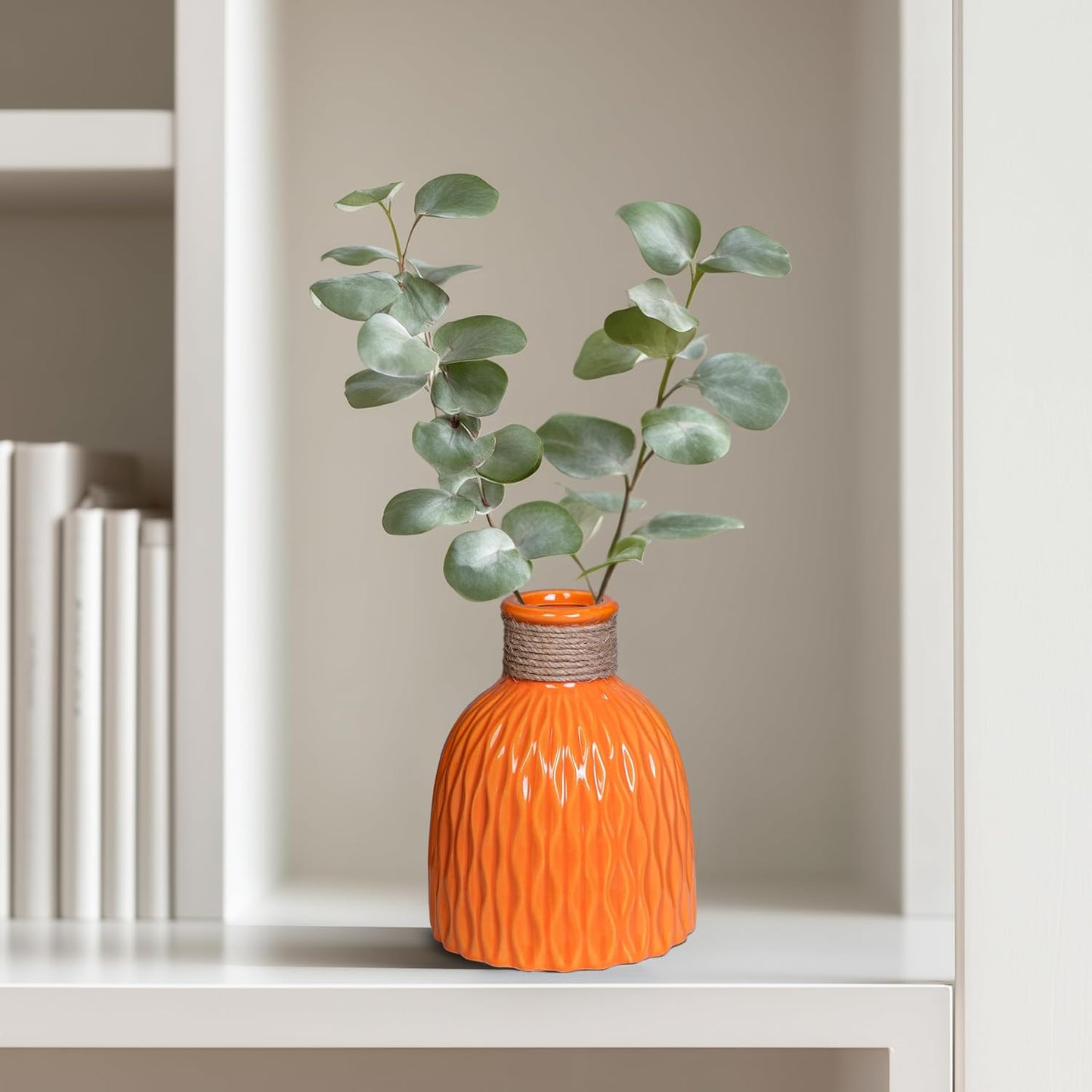 Ceramic Vase / Small Ceramic Flower Vase / Orange / 6 Inch