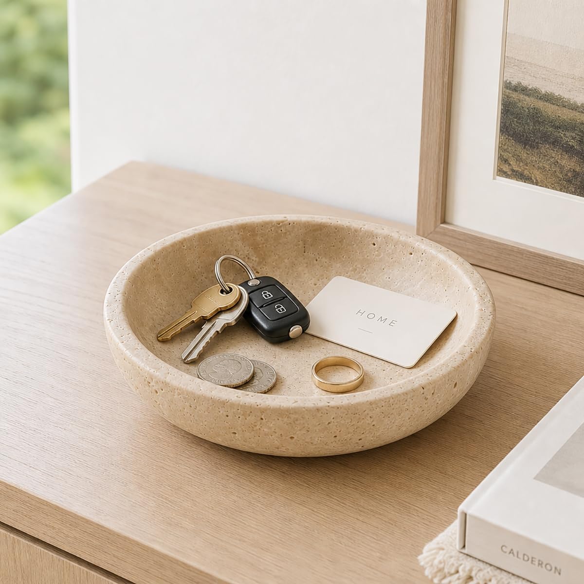 Travertine Decorative Bowl / Natural / 7.8 Inch