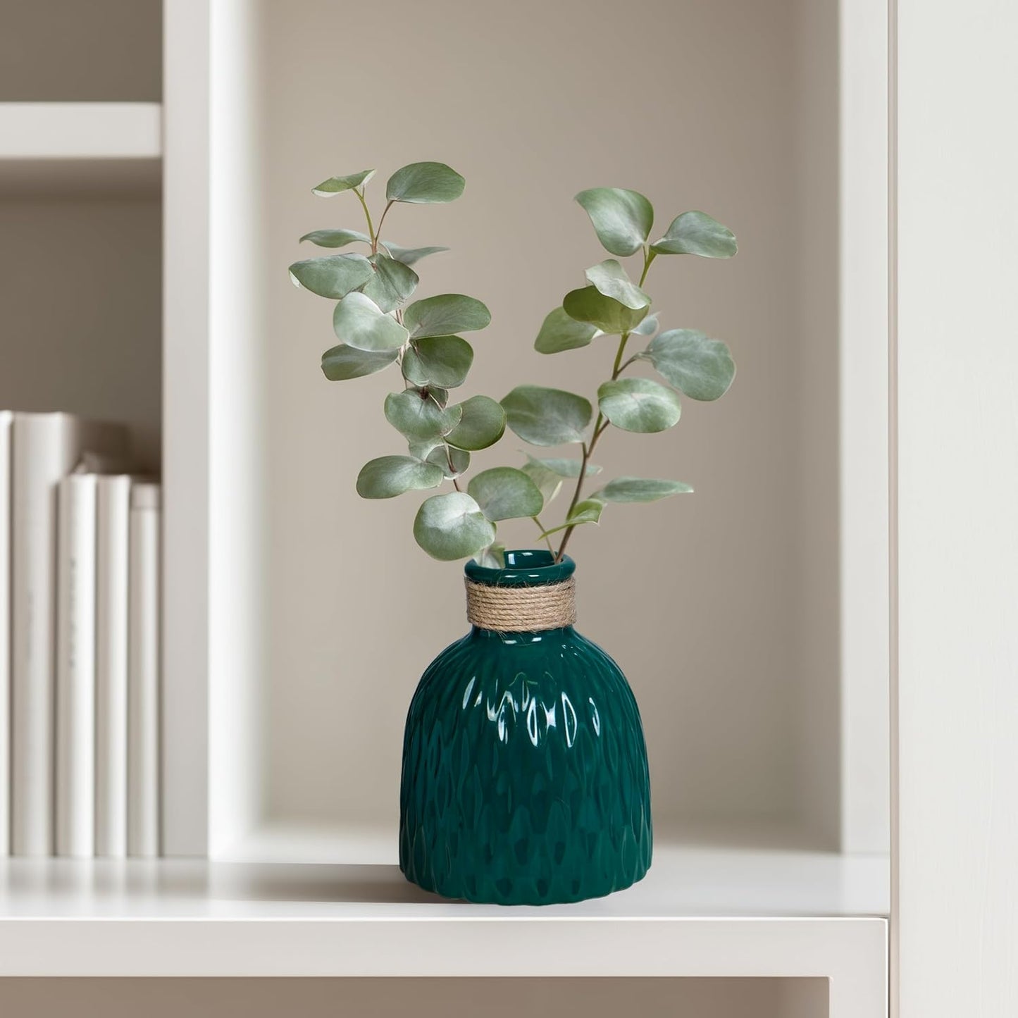 Modern Ceramic Vase for Flowers / Dark Green / 6 Inch