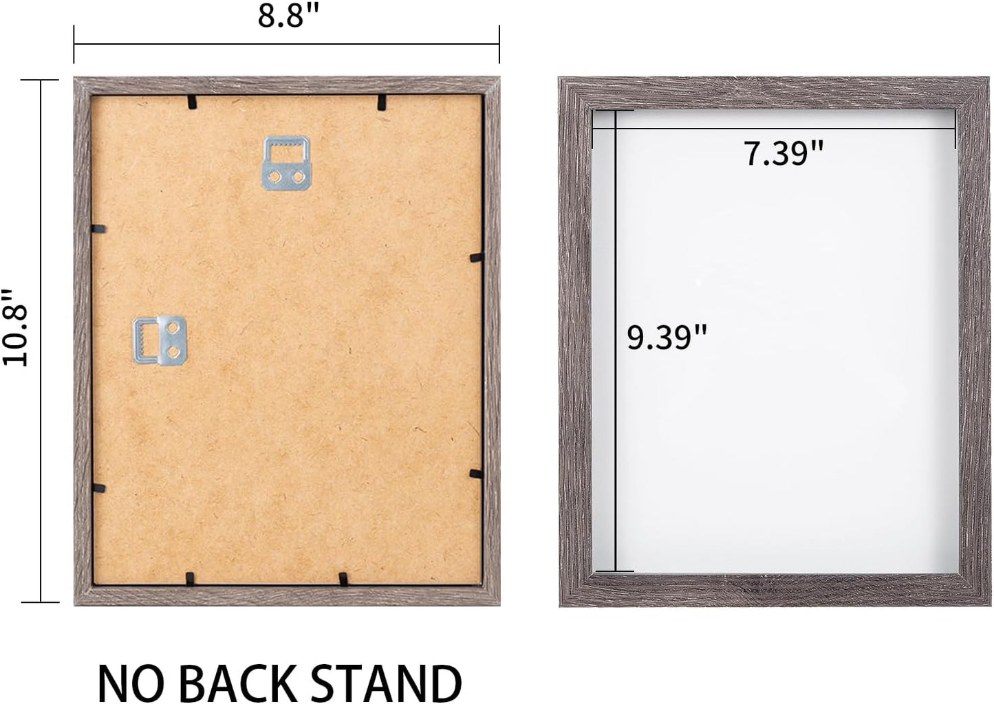 Muzilife 8x10 Shadow Box 3D Picture Frames, Glass, 3 Pack, Texture Gray | FSC-Certified MDF | With Stand | Tabletop or