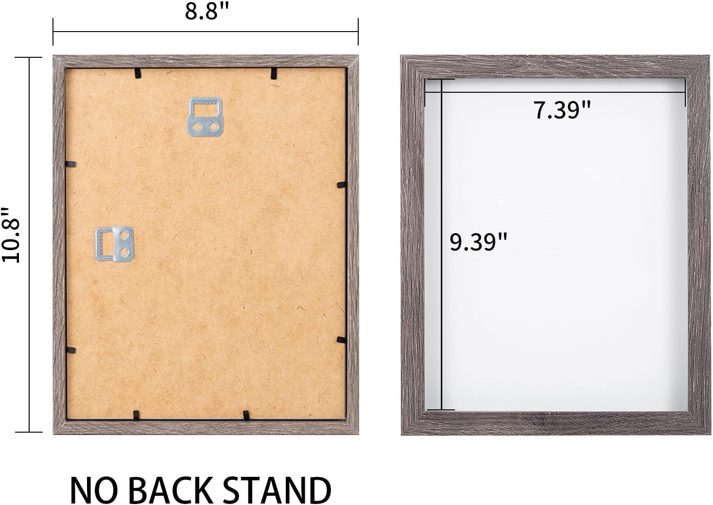Muzilife 8x10 Shadow Box 3D Picture Frames, Glass, 3 Pack, Texture Gray | FSC-Certified MDF | With Stand | Tabletop or