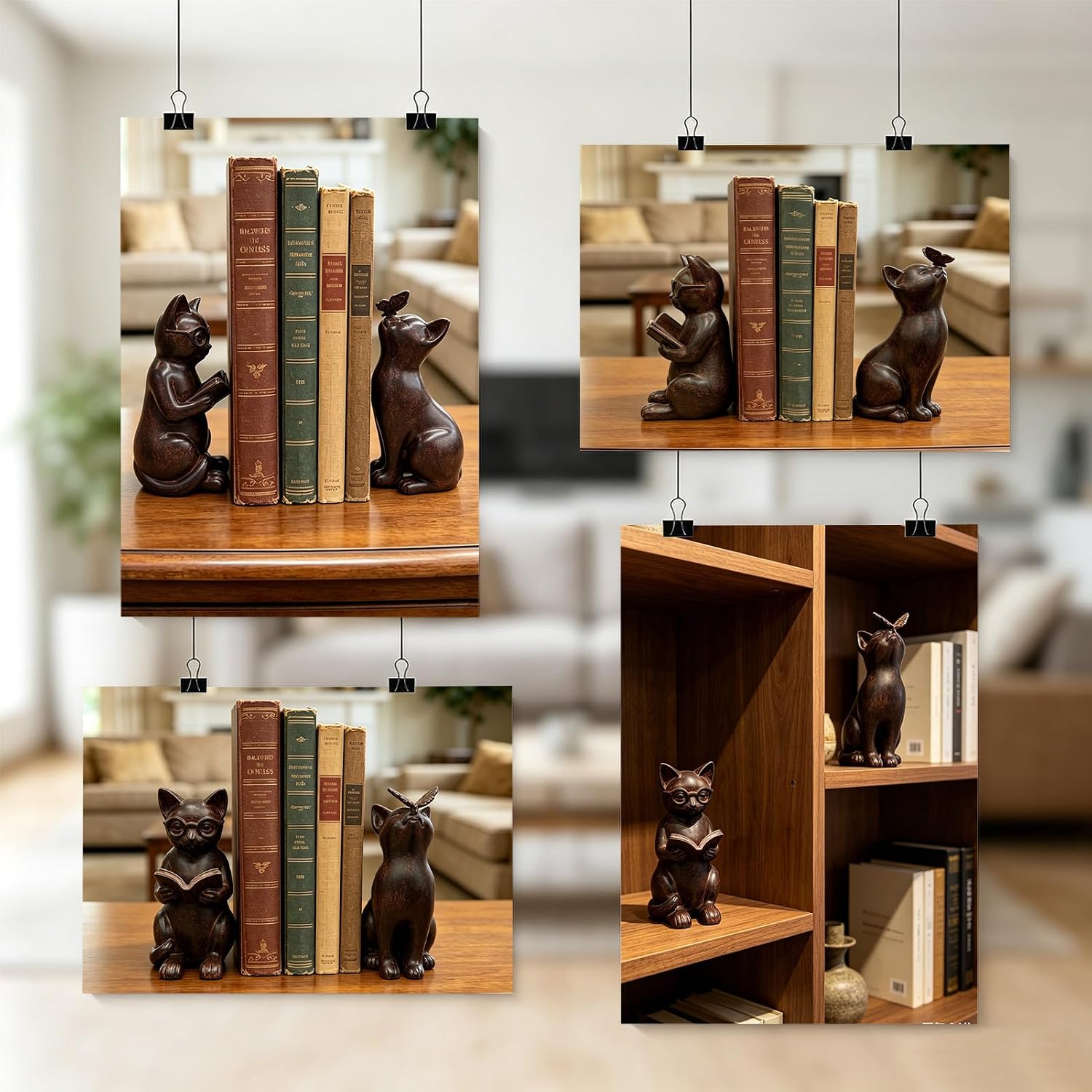 Unique Vintage Book Ends to Hold Books Heavy Duty / Set of 2