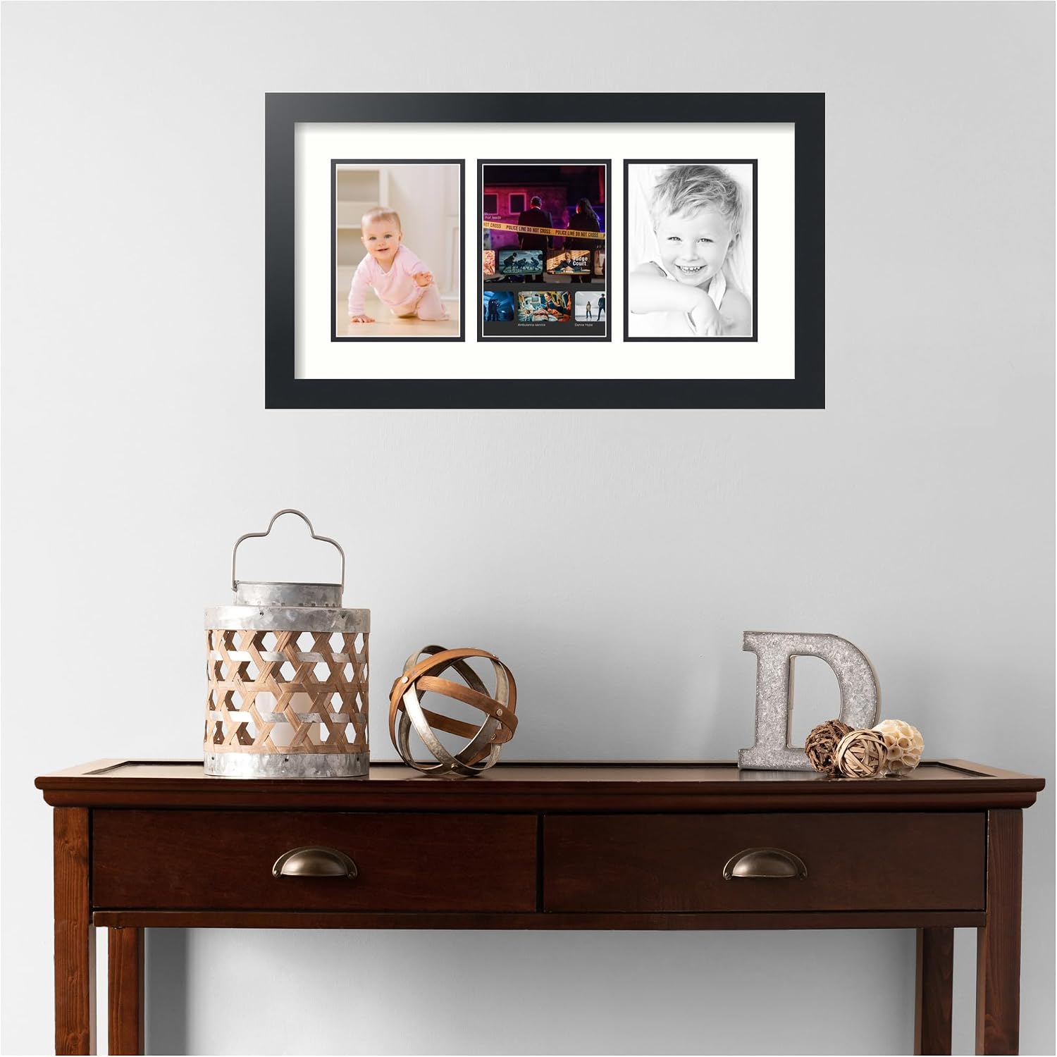 ArtToFrames Collage Picture Frame 3 Opening 3-5x7 Photo Frame | Made in USA | Black Frame Light Cream and Black Mats