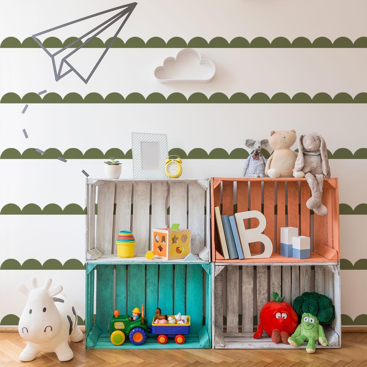 Scallop Border Wall Sticker / Dark Green