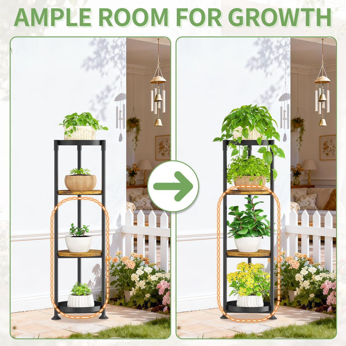 KMOTASUO 4 Tier Black Plant Stand Indoor for Large Tall Heavy Duty Planter, Multiple Sturdy Metal Flower Corner Rack