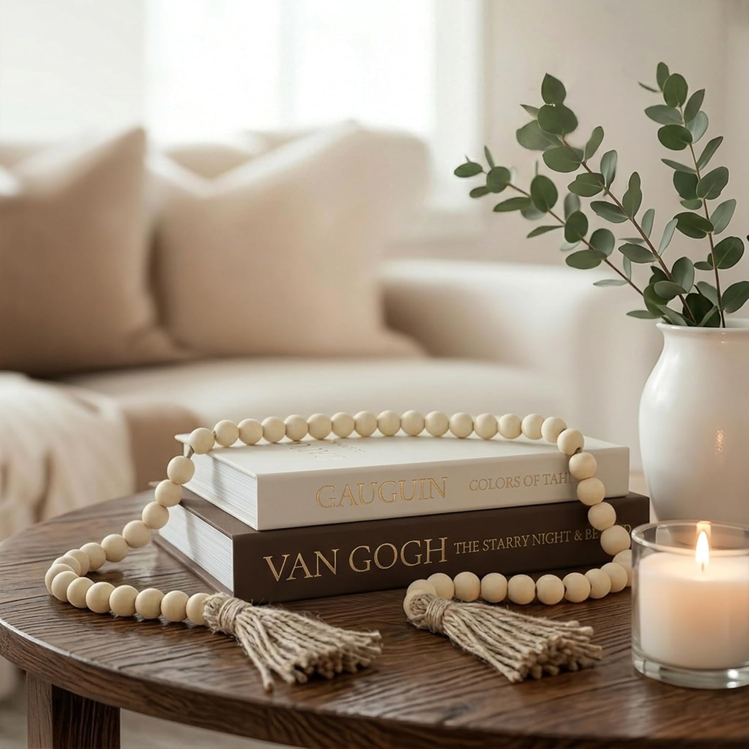 Wood Bead Garland / Brown-beige