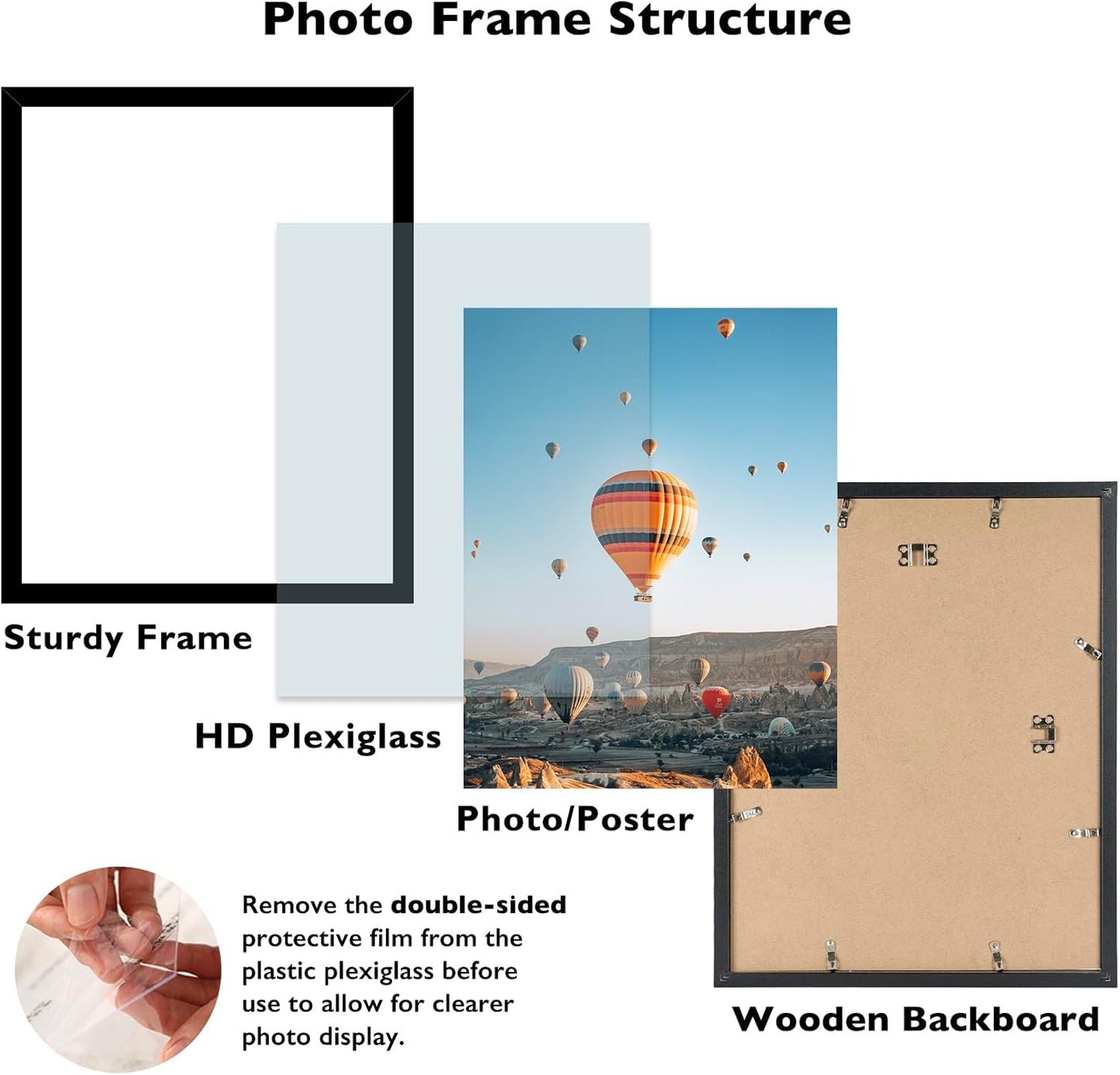 JCJMY 14x19 Black Picture Frame Set of 4, Horizontal and Vertical Formats for Wall Hanging, 14 x 19 Wall Gallery Poster