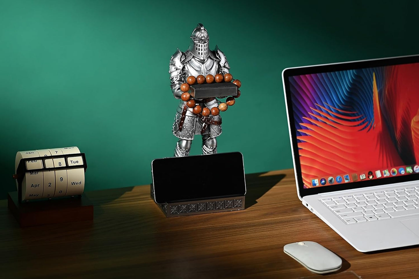 King's Guard Headphone Stand Watch Stand Jewelry Holder Tray Tower Silver | 12.20 Inch Resin Warrior Pen Holder Cell