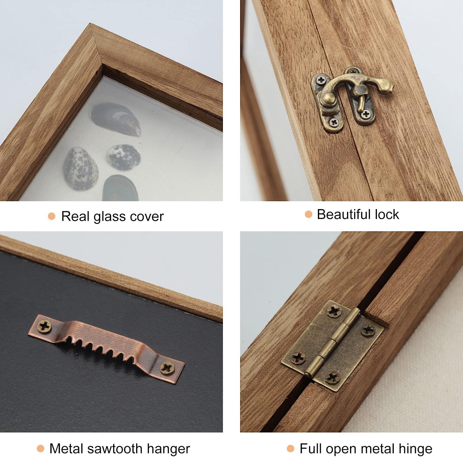 TJ.MOREE Large Shadow Box 13x16 Display Case Wood Picture Frame Carbonized | Fits 12x15.6 Inserts with Linen Back
