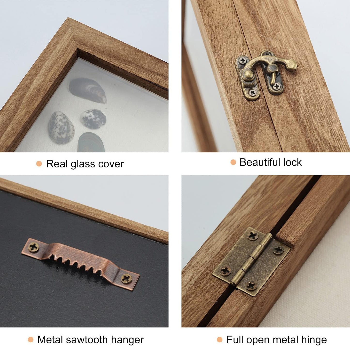 TJ.MOREE Shadow Box 11x14 Memory Display Case Wood Picture Frame Carbonized | Fits 10x13 Inserts with Linen Back &