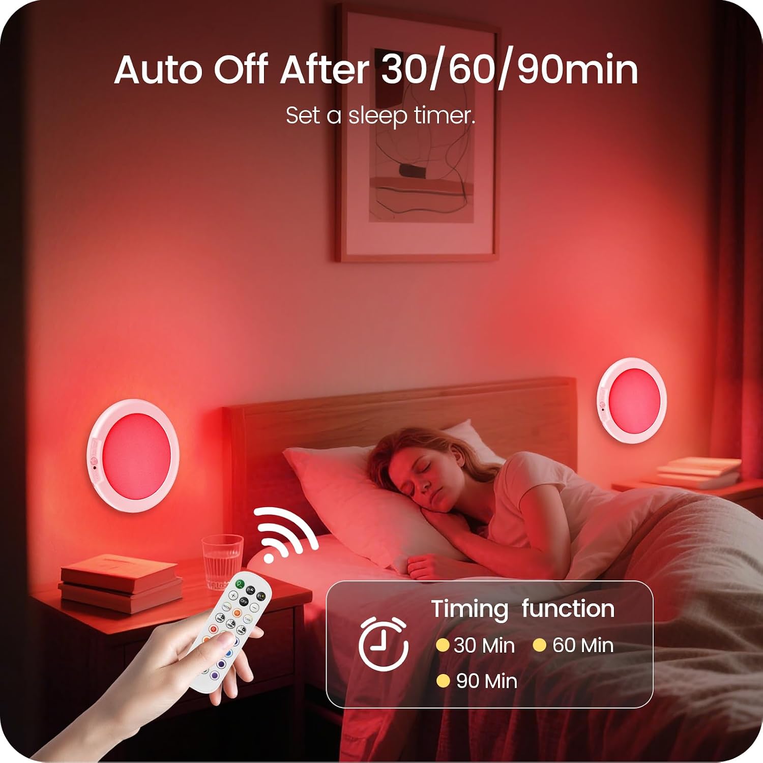 2 Pack Motion Sensor Rechargeable Shower Lights with Remote, RGBW Battery Operated Ceiling Light, Wireless, Color