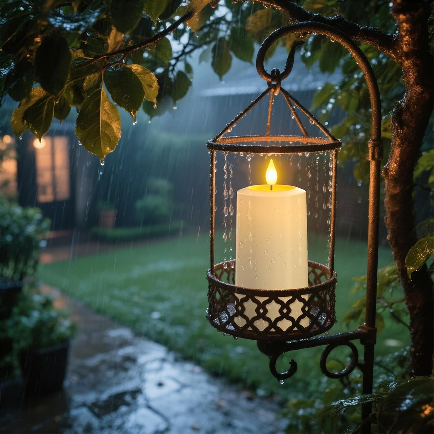 PChero Rechargeable Flameless Pillar Candles with Remote, 4 Pcs, 5.1"x2.7" | Outdoor Candles with Timer Waterproof, Up