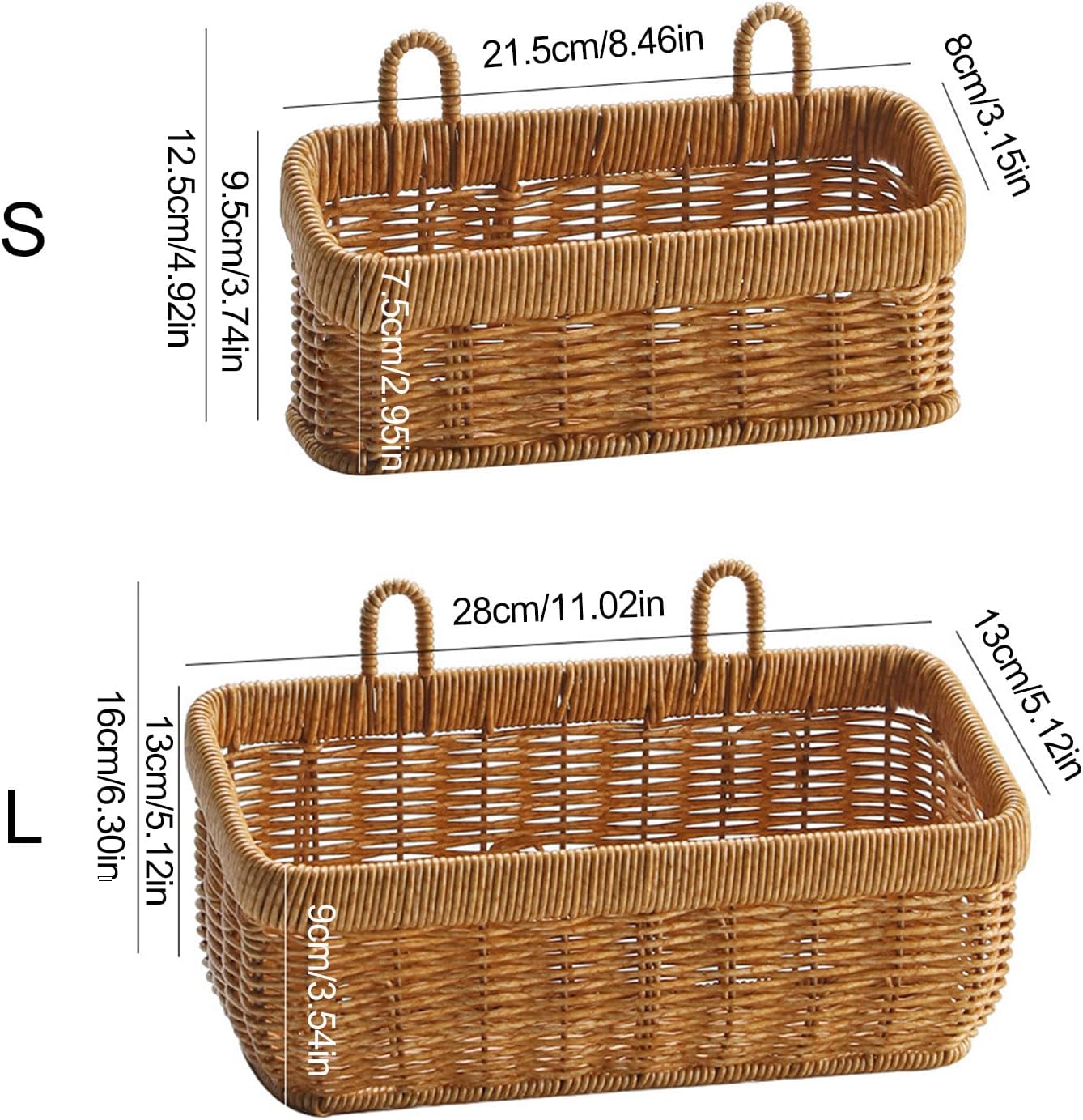 Wall Mounted Woven Rattan Storage Basket / L