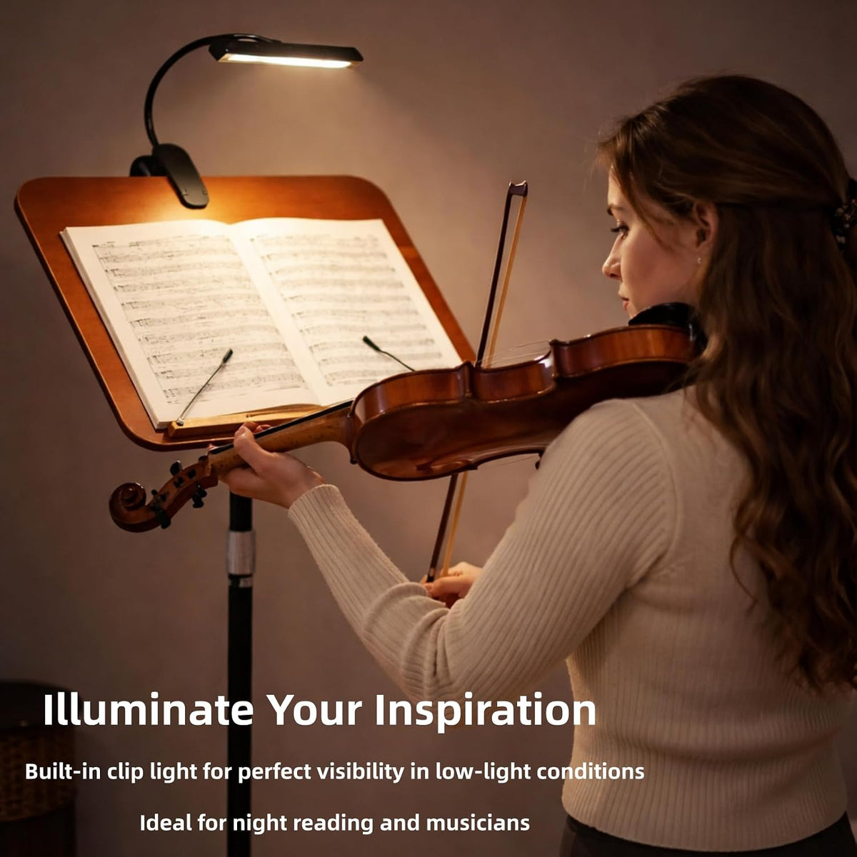 2 in 1 Multiplel-Use Music Stand with Light, Book Holder for Reading, Height Adjustable 18''-55'' Bible Shtender