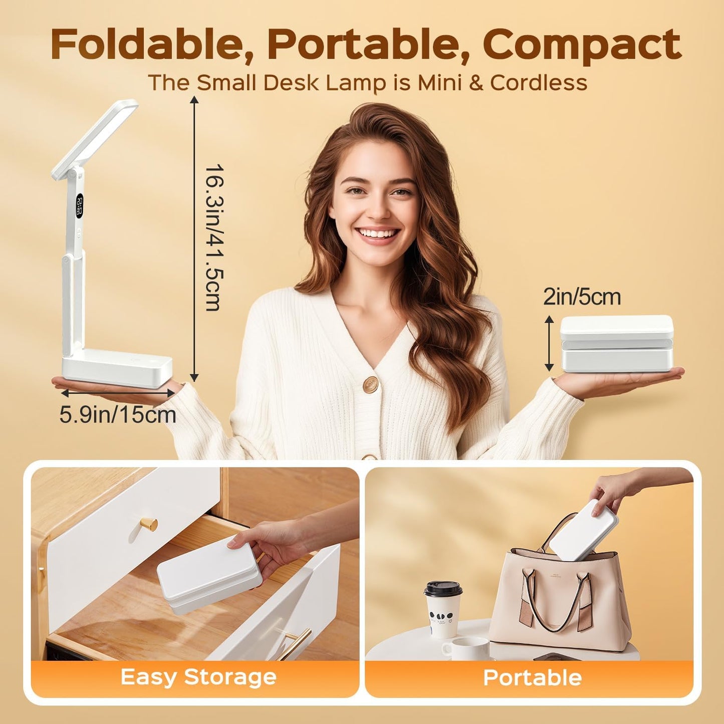 Small Desk Lamp,10000mAh Battery Operated Lamp,3 Colors+Dimmable Desk Light,LED Desk Lamp with USB Charging