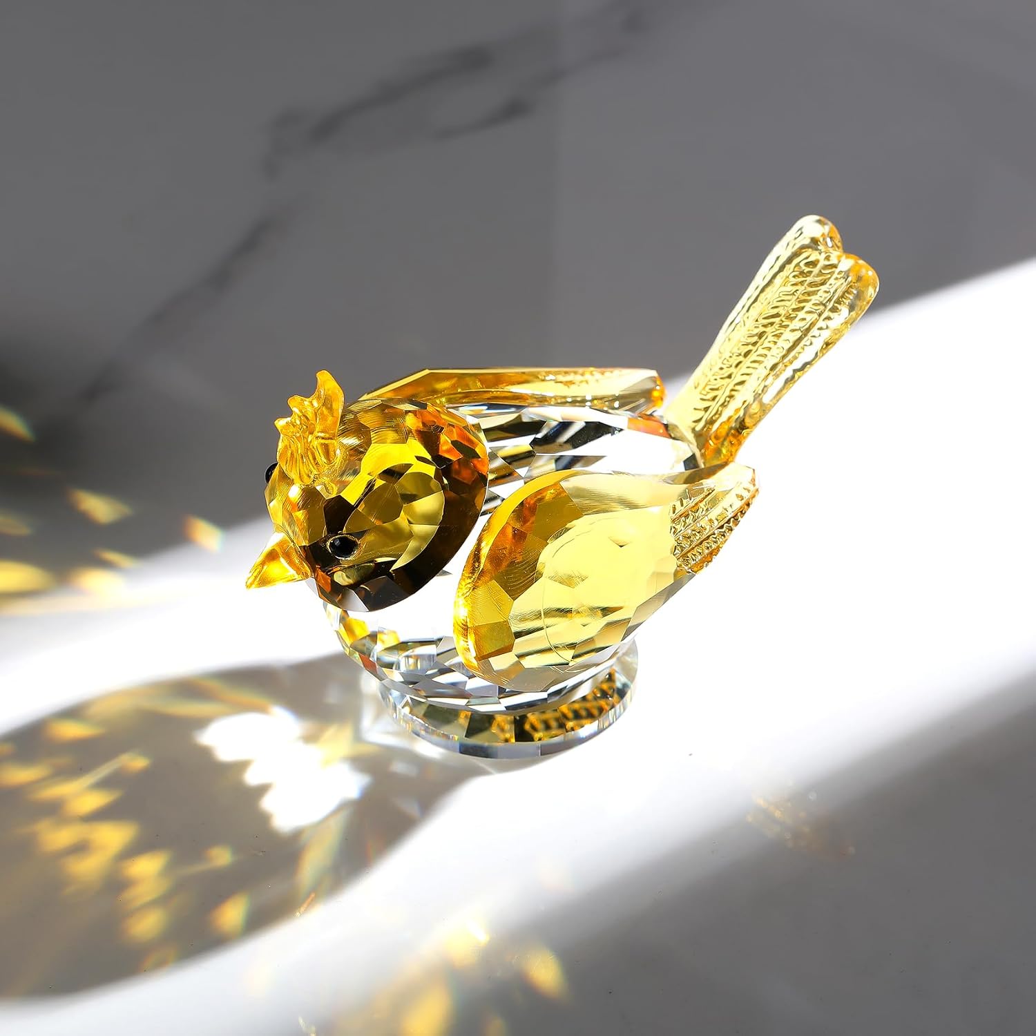 Crystal Bird Figurine Gifts for Women Men Art Glass Birds Collectible Statue Decorative / Yellow