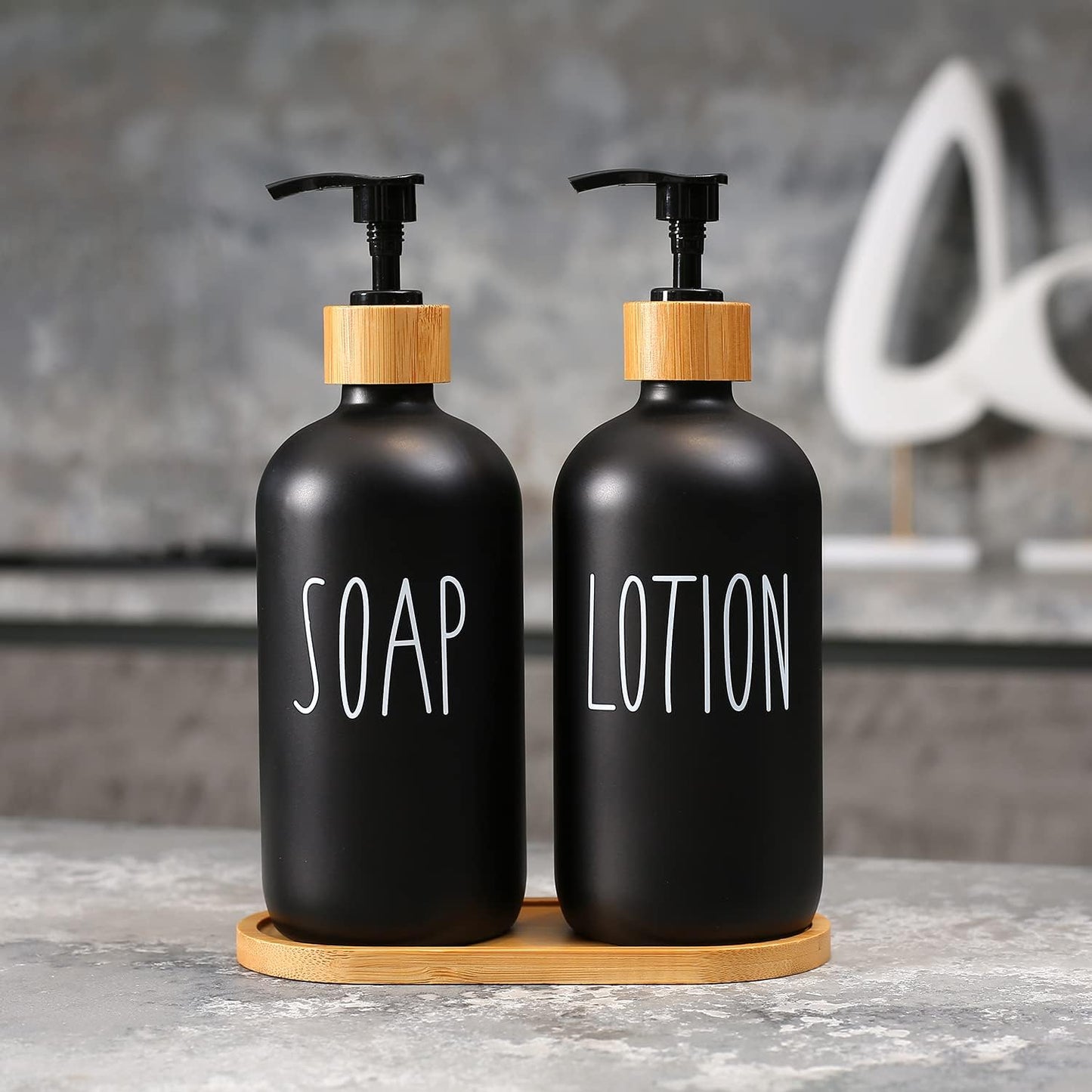MOMEEMO Black Soap Dispenser Bathroom Set | Hand Soap and Lotion Set Suitable for Bathroom Decor