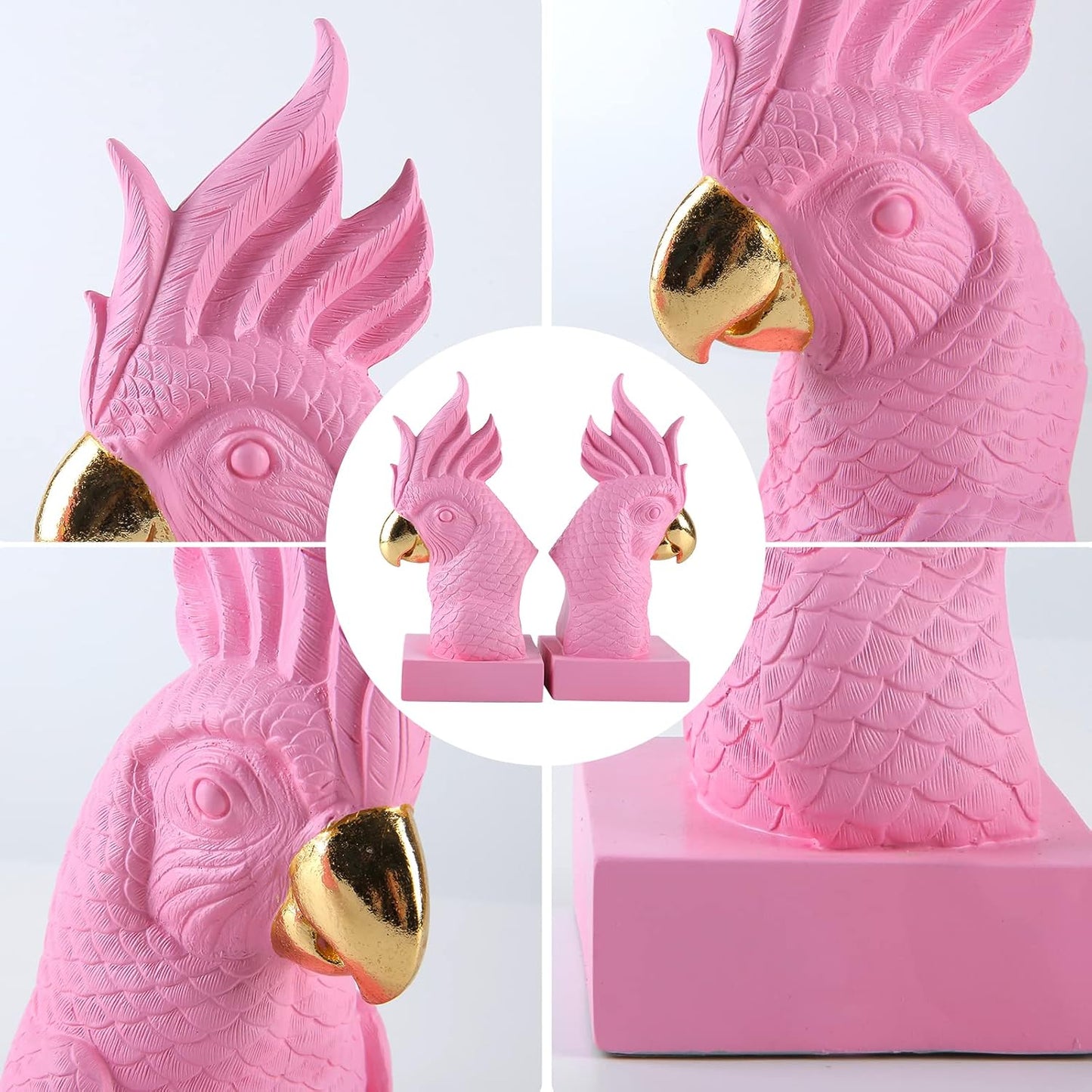 Parrot Decorative Bookends / Pink / Set of 2