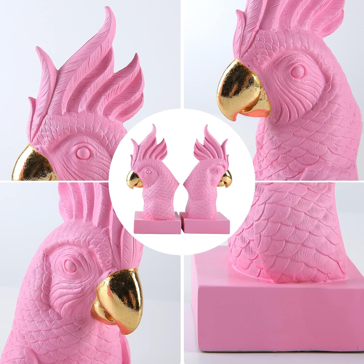 Parrot Decorative Bookends / Pink / Set of 2